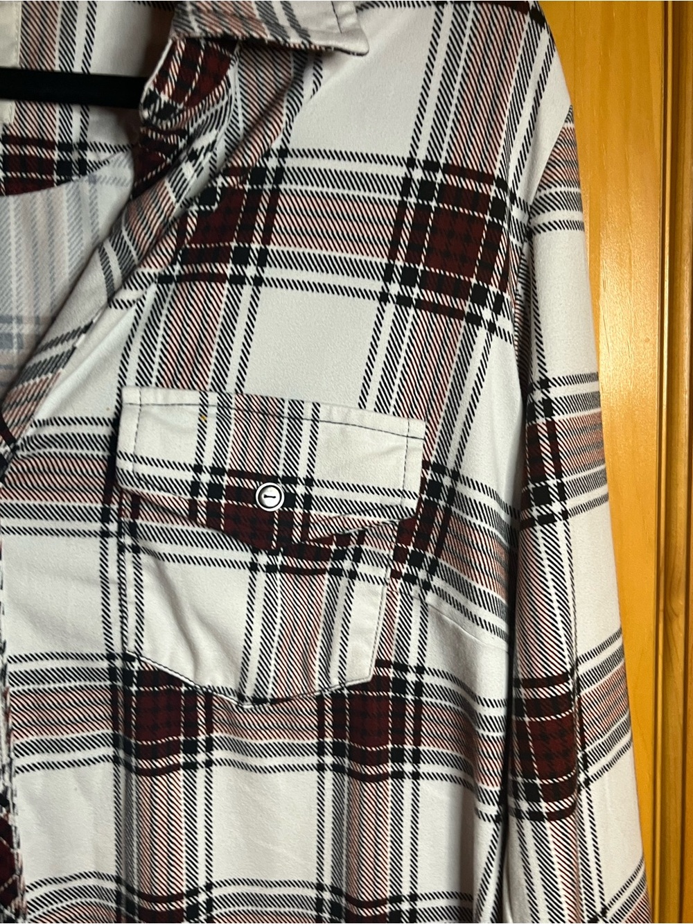 Market & Spruce White, Burgundy and Black Plaid Button-Down Shirt